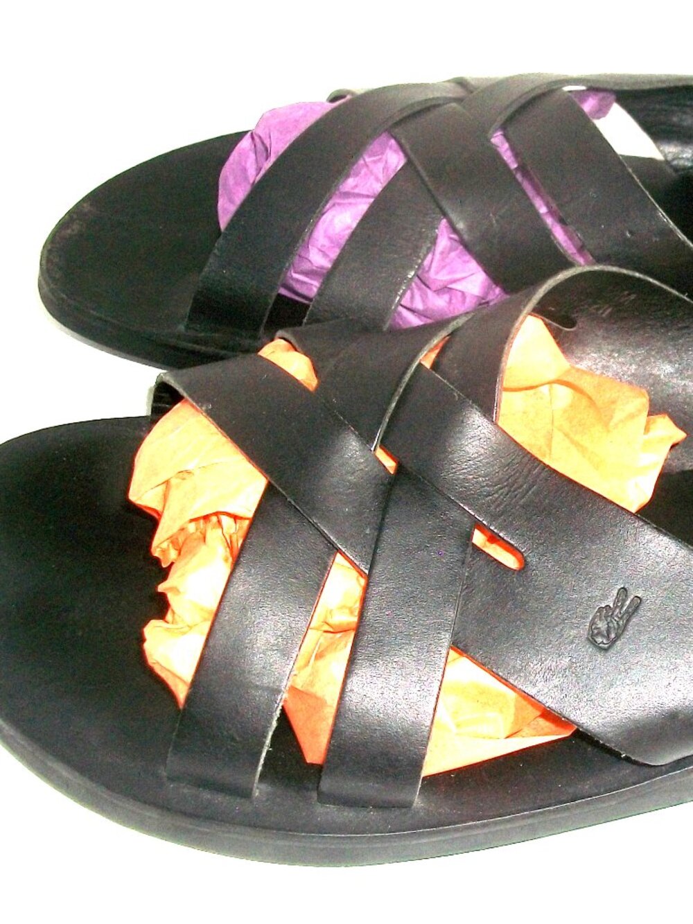 John Varvatos Merida NearNew Handmade Black Leather Slide Sandals`12M $398